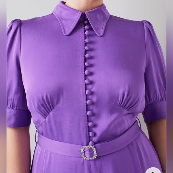 LK Bennett Purple Wide-Leg Jumpsuit with Belt - Size 14 - Picture 5 of 15